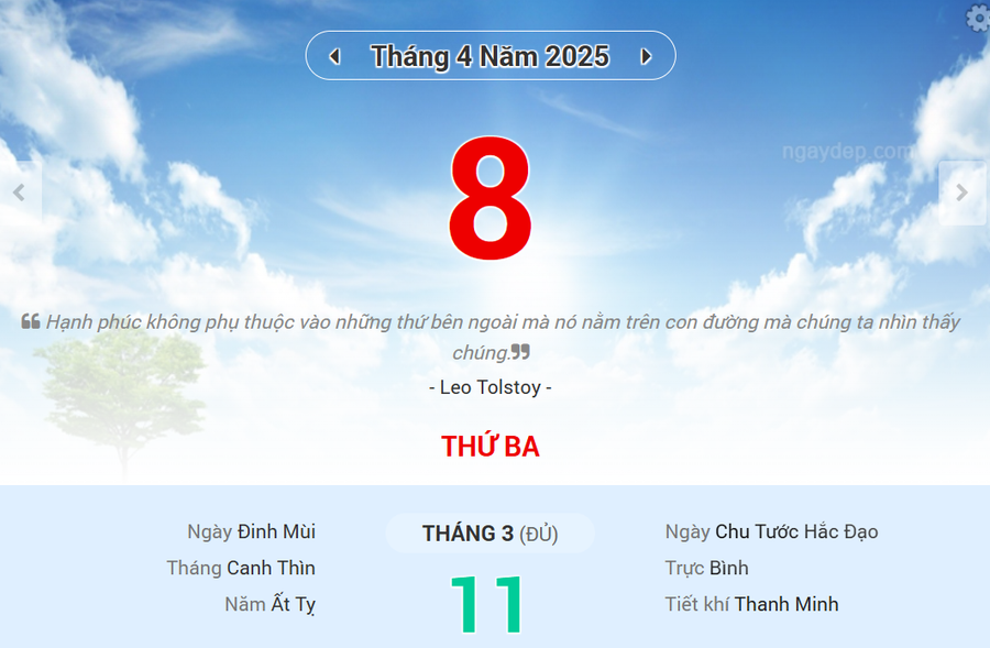 Lịch âm 8/4 - Xem lịch âm ngày 8/4