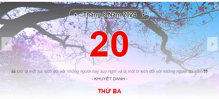 Lịch âm 20/8 - Xem lịch âm ngày 20/8