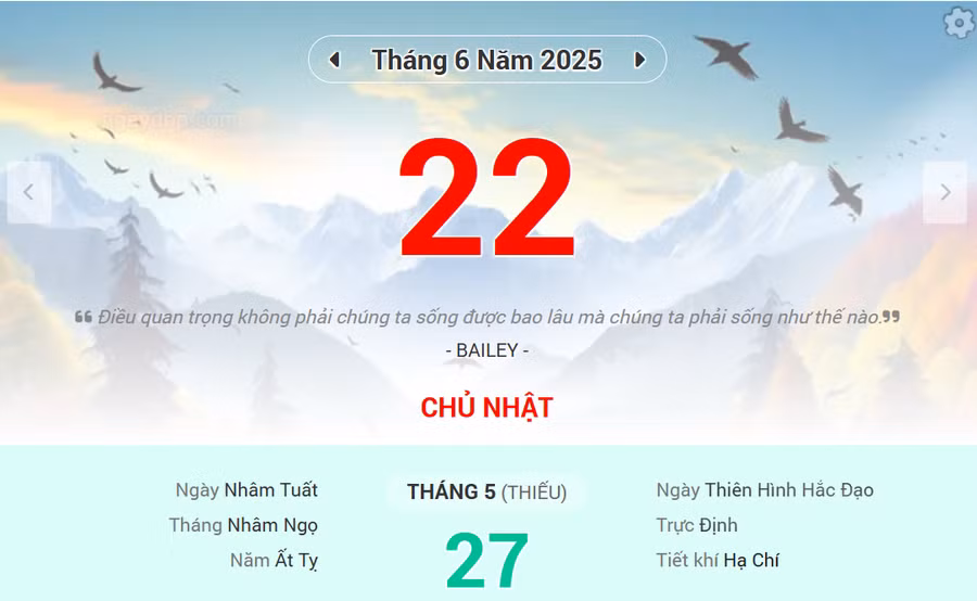 Lịch âm 22/6 - Xem lịch âm ngày 22/6
