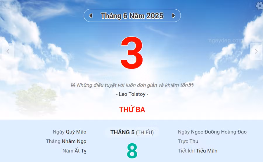 Lịch âm 3/6 - Xem lịch âm ngày 3/6