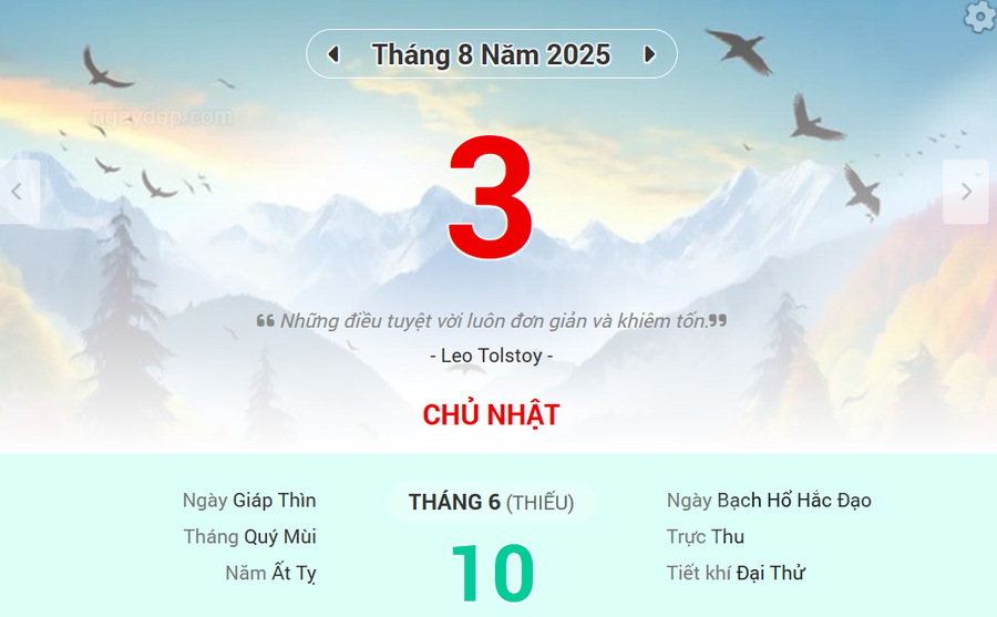 Lịch âm 3/8 - Xem lịch âm ngày 3/8