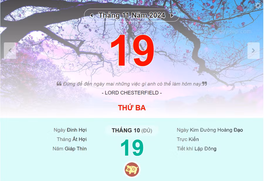 Lịch âm 19/11 - Xem lịch âm ngày 19/11
