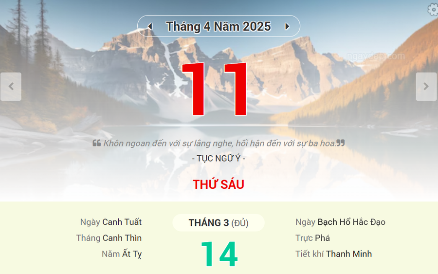 Lịch âm 11/4 - Xem lịch âm ngày 11/4