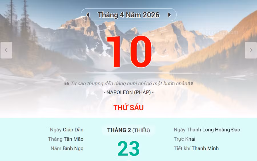 Lịch âm 10/4 - Xem lịch âm ngày 10/4