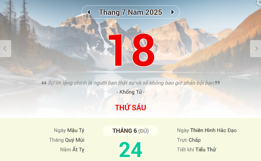 Lịch âm 18/7 - Xem lịch âm ngày 18/7