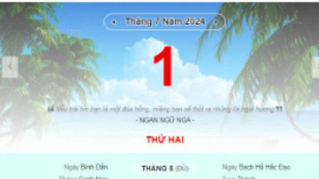 Lịch âm hôm nay - Xem lịch âm ngày 1/7