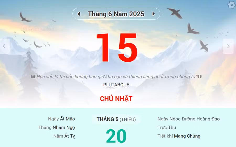 Lịch âm 15/6 - Xem lịch âm ngày 15/6