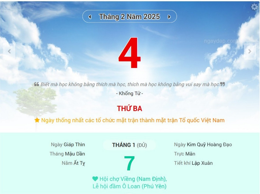 Lịch âm 4/2 - Xem lịch âm ngày 4/2