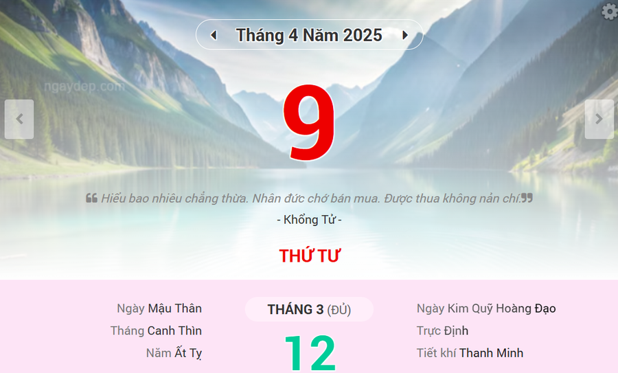 Lịch âm 9/4 - Xem lịch âm ngày 9/4