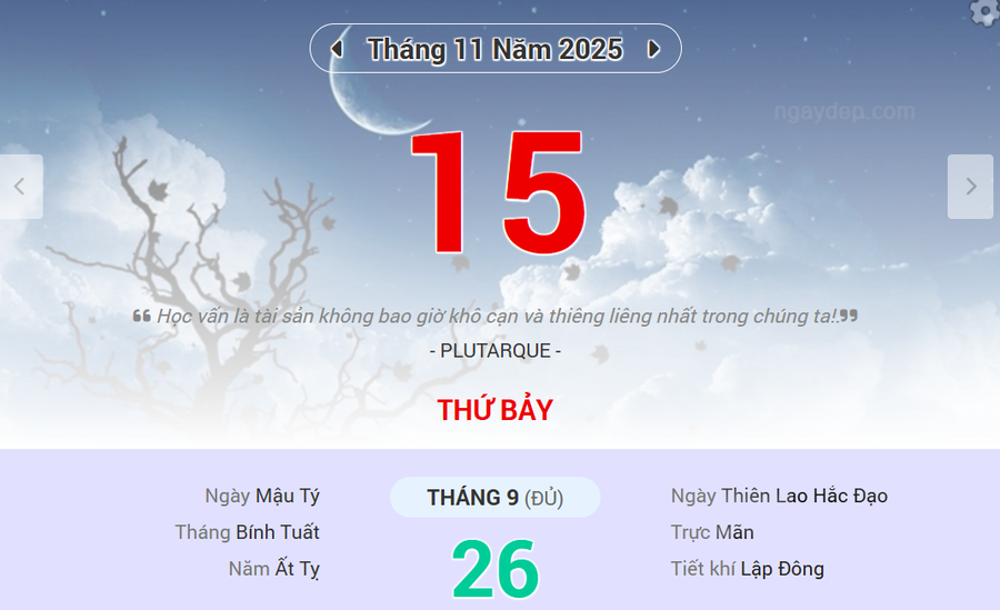 Lịch âm 15/11 - Xem lịch âm ngày 15/11