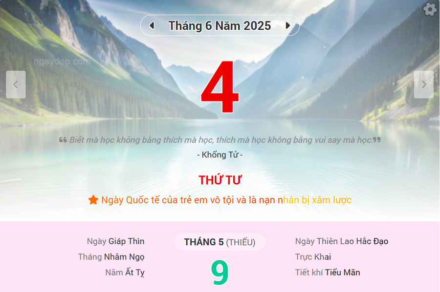 Lịch âm 4/6 - Xem lịch âm ngày 4/6