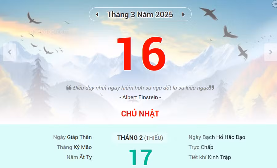 Lịch âm 16/3 - Xem lịch âm ngày 16/3