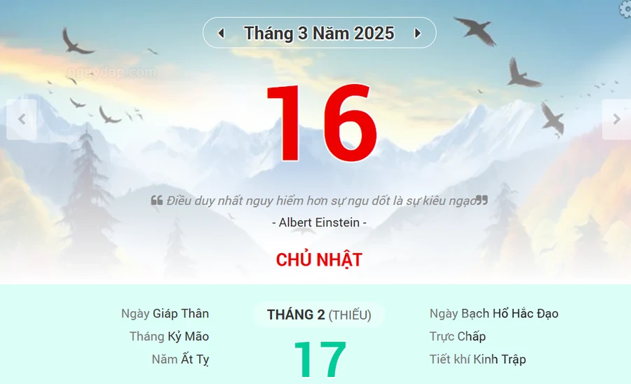 Lịch âm 16/3 - Xem lịch âm ngày 16/3