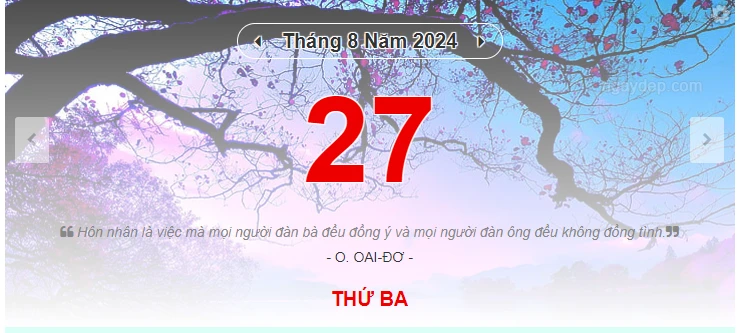 Lịch âm 27/8 - Xem lịch âm ngày 27/8