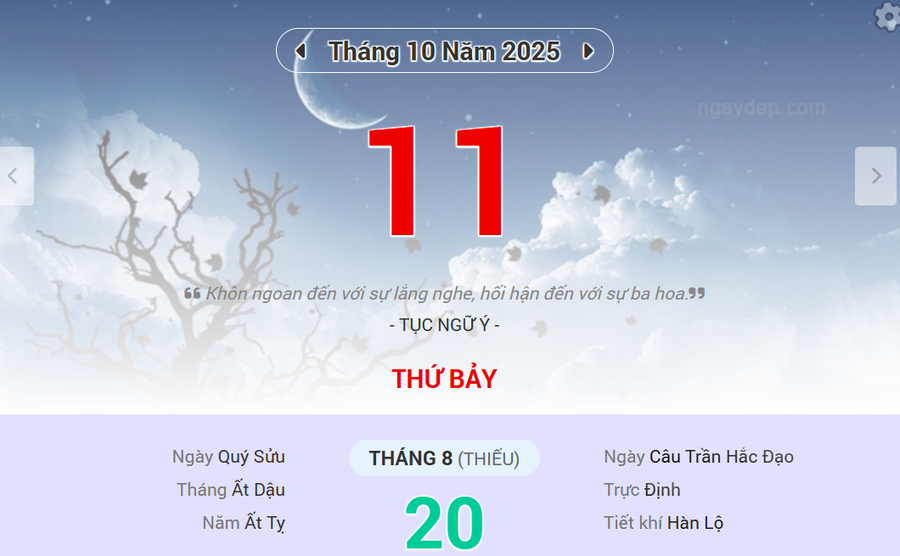  Lịch âm 11/10 - Xem lịch âm ngày 11/10