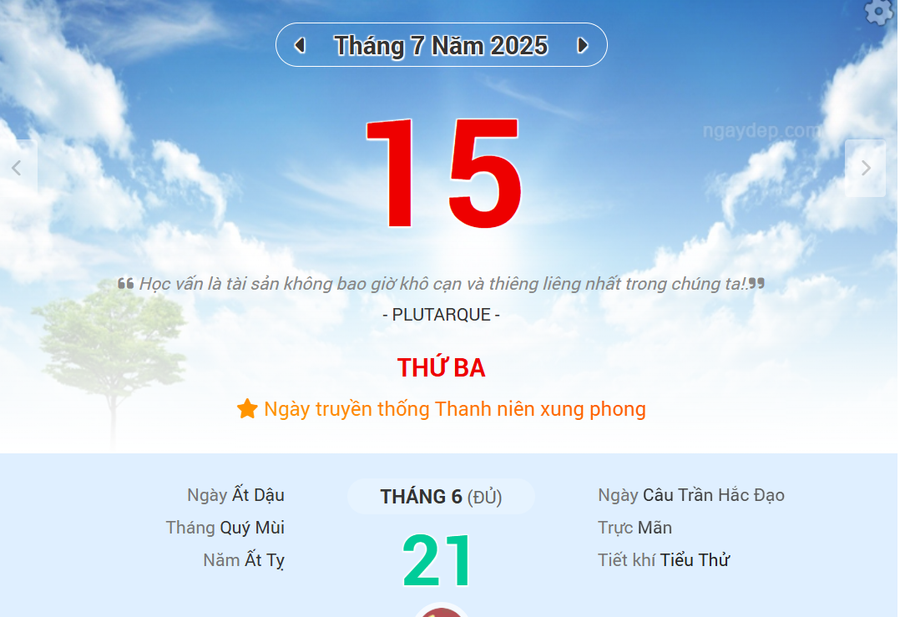 Lịch âm 15/7 - Xem lịch âm ngày 15/7