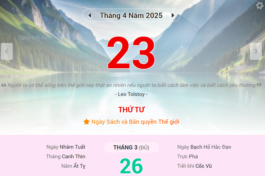 Lịch âm 23/4 - Xem lịch âm ngày 23/4