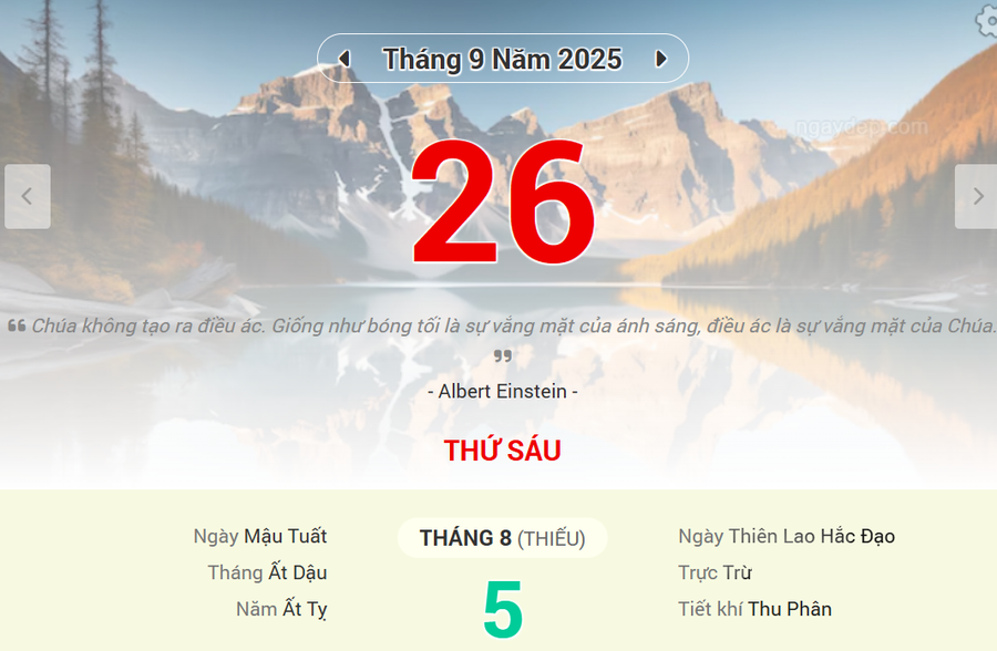 Lịch âm 26/9 - Xem lịch âm ngày 26/9