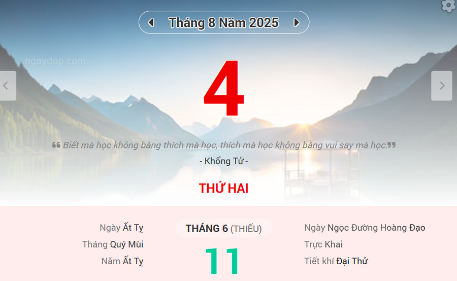 Lịch âm 4/8 - Xem lịch âm ngày 4/8
