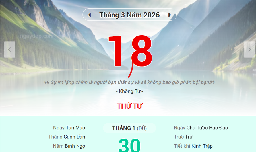 Lịch âm 18/3 - Xem lịch âm ngày 18/3