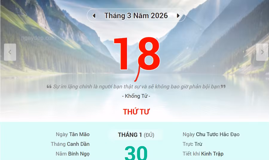 Lịch âm 18/3 - Xem lịch âm ngày 18/3