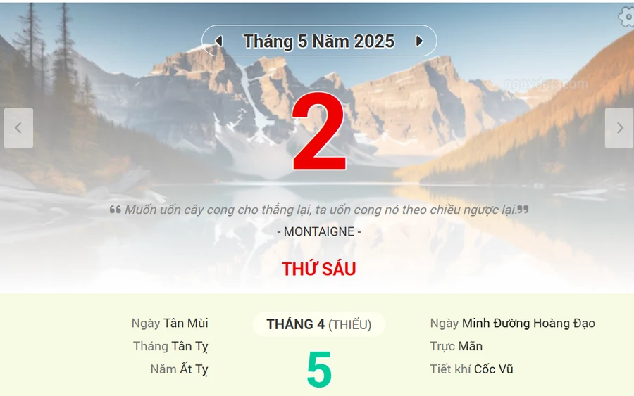 Lịch âm 2/5 - Xem lịch âm ngày 2/5