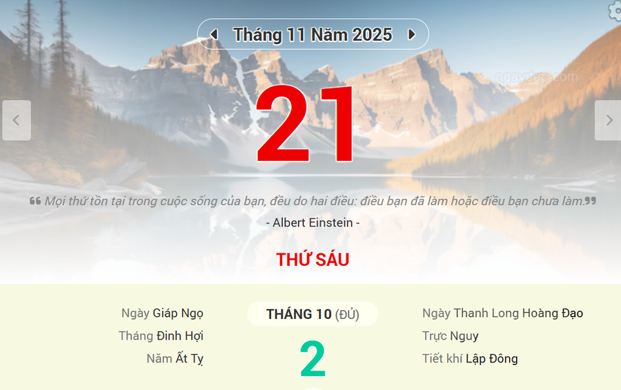 Lịch âm 21/11 - Xem lịch âm ngày 21/11