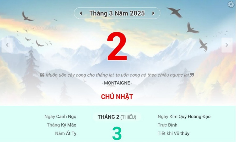 Lịch âm 2/3 - Xem lịch âm ngày 2/3