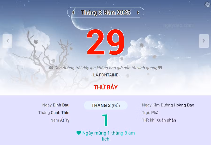 Lịch âm 29/3 - Xem lịch âm ngày 29/3