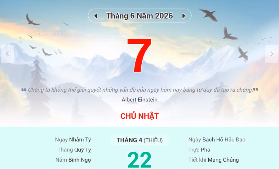 Lịch âm 7/6 - Xem lịch âm ngày 7/6