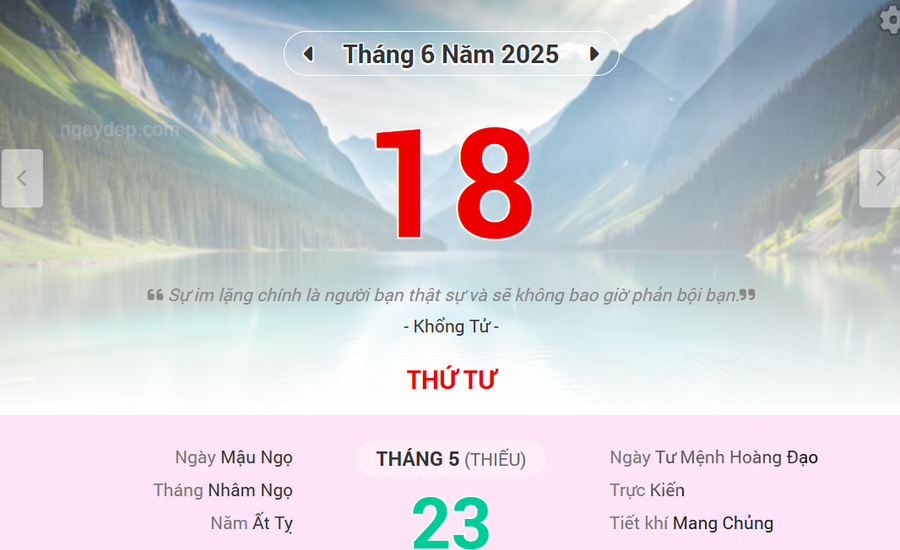 Lịch âm 18/6 - Xem lịch âm ngày 18/6