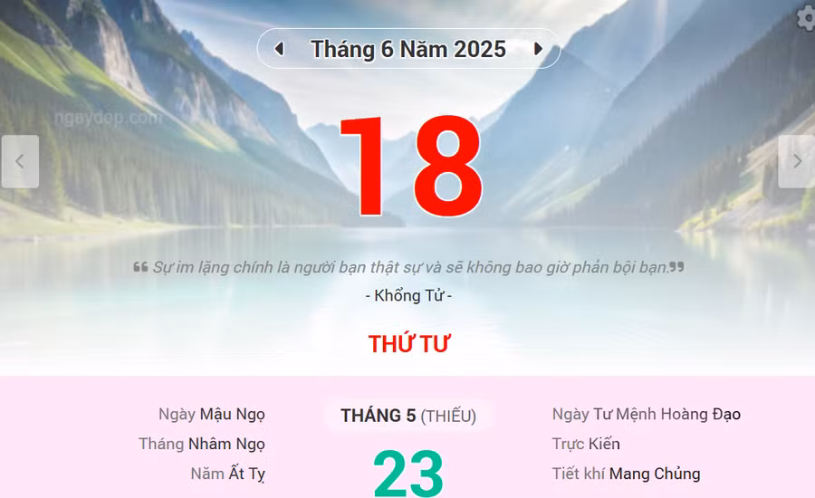 Lịch âm 18/6 - Xem lịch âm ngày 18/6