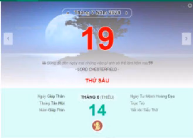 Lịch âm hôm nay - Xem lịch âm ngày 19/7