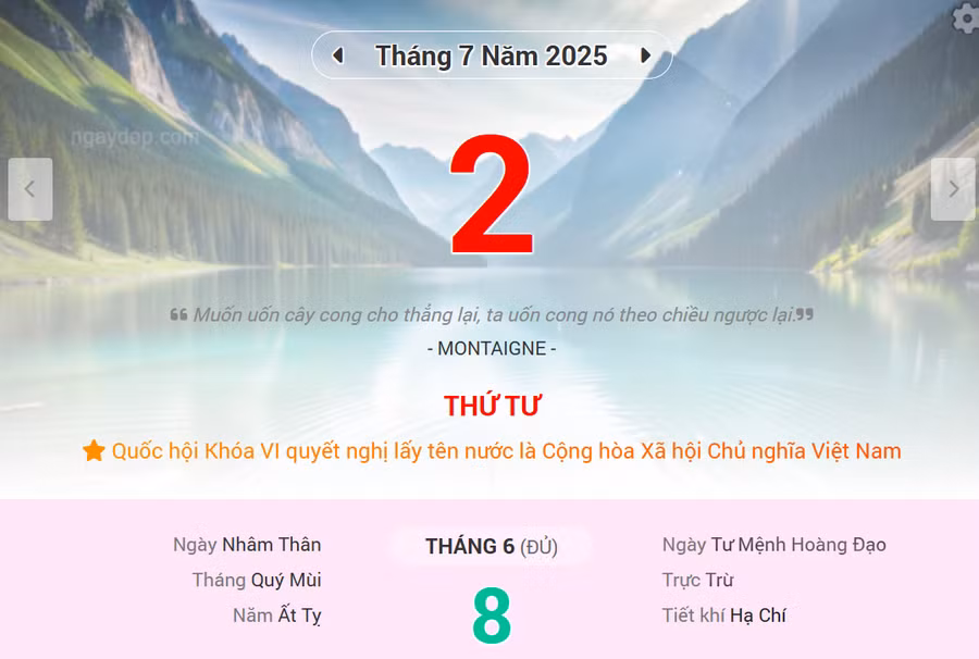 Lịch âm 2/7 - Xem lịch âm ngày 2/7