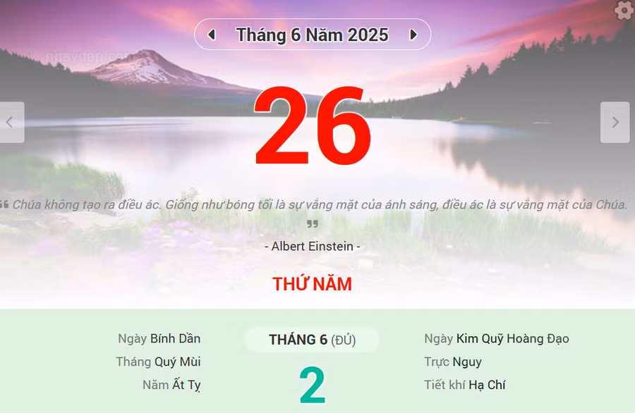 Lịch âm 26/6 - Xem lịch âm ngày 26/6