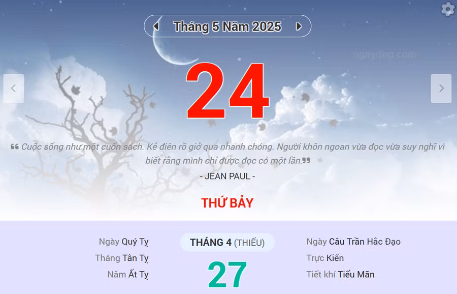 Lịch âm 24/5 - Xem lịch âm ngày 24/5