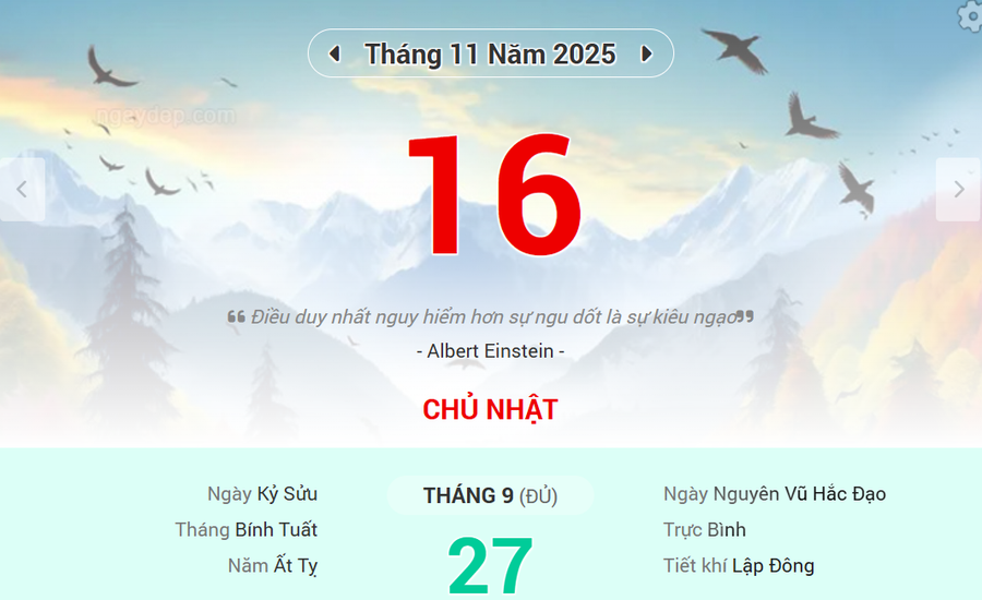 Lịch âm 16/11 - Xem lịch âm ngày 16/11