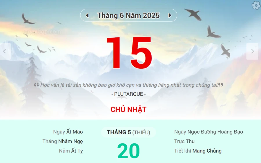 Lịch âm 15/6 - Xem lịch âm ngày 15/6
