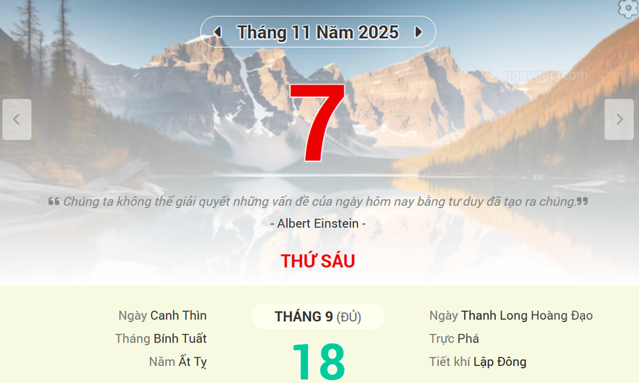Lịch âm 7/11 - Xem lịch âm ngày 7/11