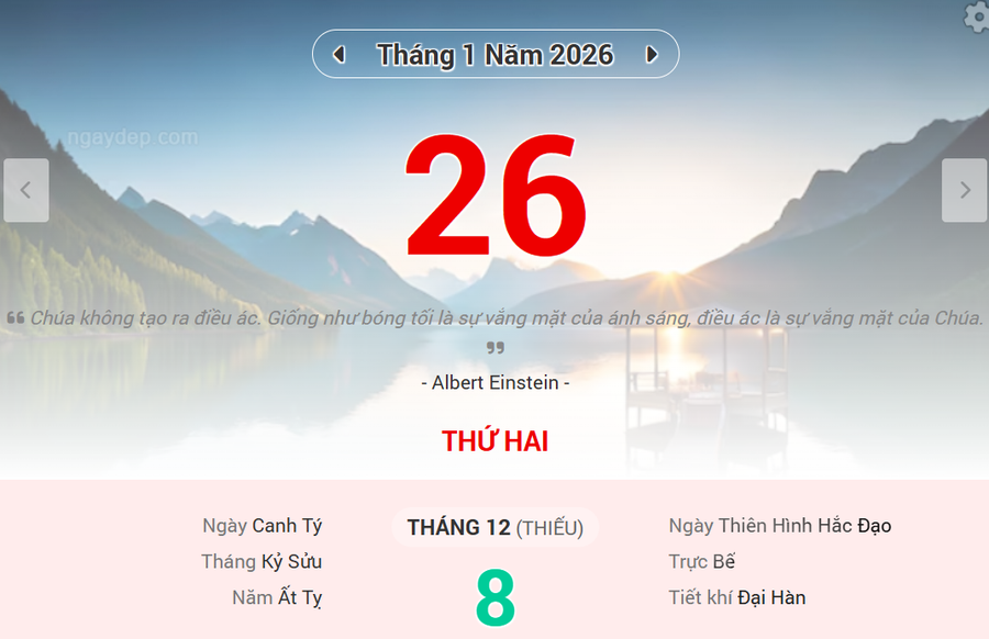 Lịch âm 26/1 - Xem lịch âm ngày 26/1/2026