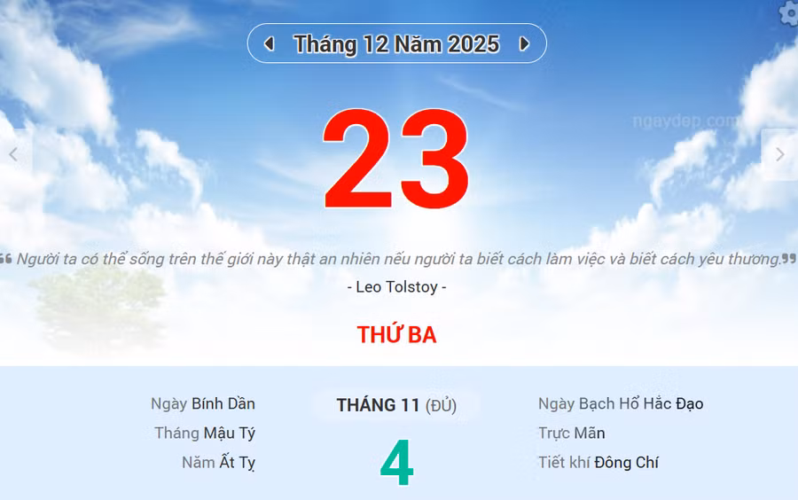 Lịch âm 23/12 - Xem lịch âm ngày 23/12