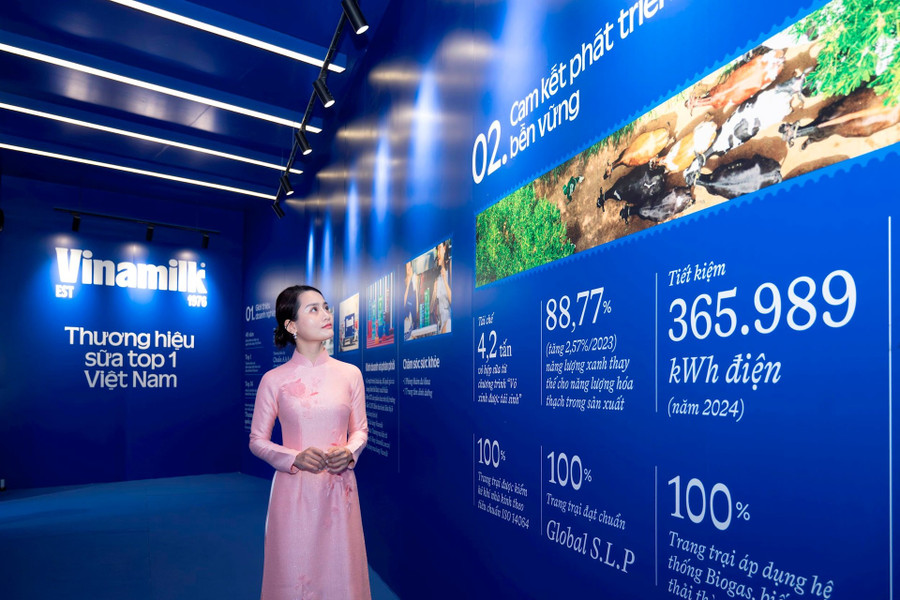 Không chỉ là nơi trưng bày sản phẩm, Vinamilk còn lồng ghép các thông tin về hành trình phát triển của doanh nghiệp - từ những ngày đầu thành lập đến vị thế là Thương hiệu Quốc gia hiện nay, đồng hành sự phát triển của đất nước. Khách tham quan tìm hiểu hành trình phát triển của thương hiệu sữa top 1 Việt Nam.