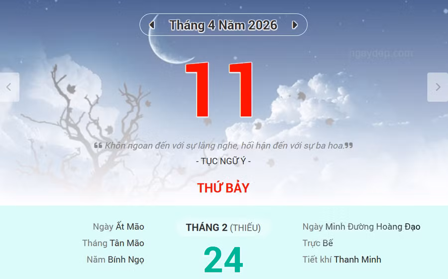 Lịch âm 11/4 - Xem lịch âm ngày 11/4