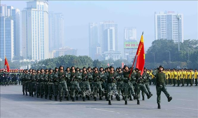 Khối nam sĩ quan đặc nhiệm thuộc Bộ Tư lệnh Cảnh vệ tham gia duyệt đội ngũ. Ảnh: Phạm Kiên/TTXVN