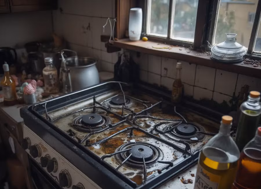 Chảo, bát đĩa, lò nướng, máy hút mùi... dù ở đâu, bạn cũng sẽ thấy một lớp dầu mỡ dày đặc bám trên bề mặt của chúng. (Ảnh: ITN).