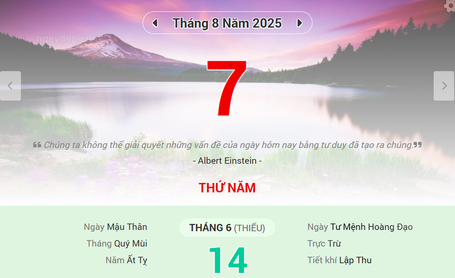 Lịch âm 7/8 - Xem lịch âm ngày 7/8