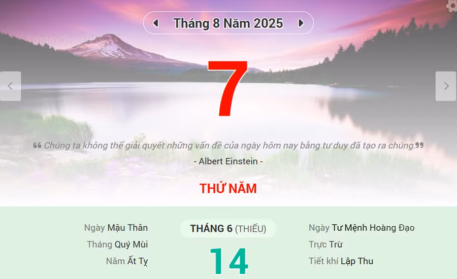 Lịch âm 7/8 - Xem lịch âm ngày 7/8