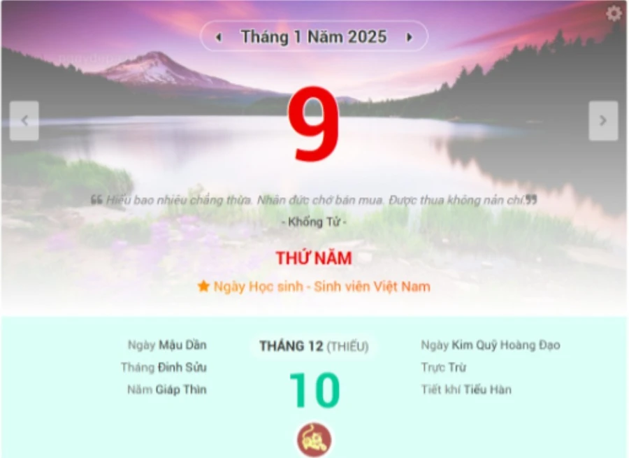 Lịch âm 9/1 - Xem lịch âm ngày 9/1