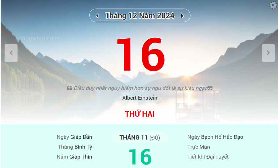 Lịch âm 16/12 - Xem lịch âm ngày 16/12
