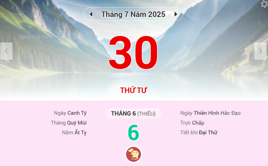 Lịch âm 30/7 - Xem lịch âm ngày 30/7